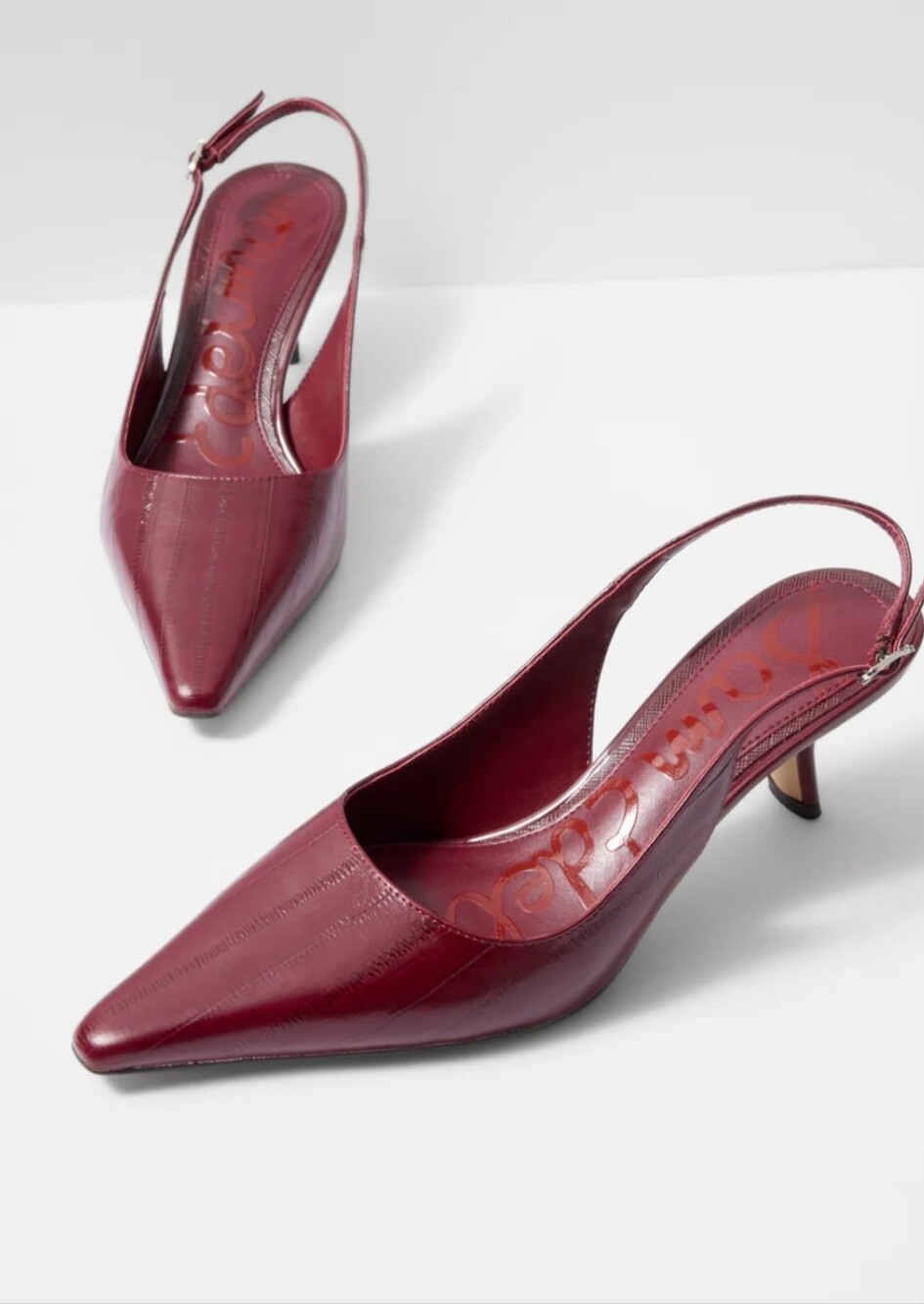 Sam Edelman Burgundy Leather Slingback Kitten Heels size 8.5(scuff mark)box incl
